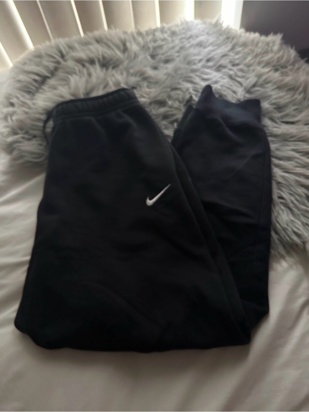NIKE Kids Black Sweatpants with Swoosh Logo